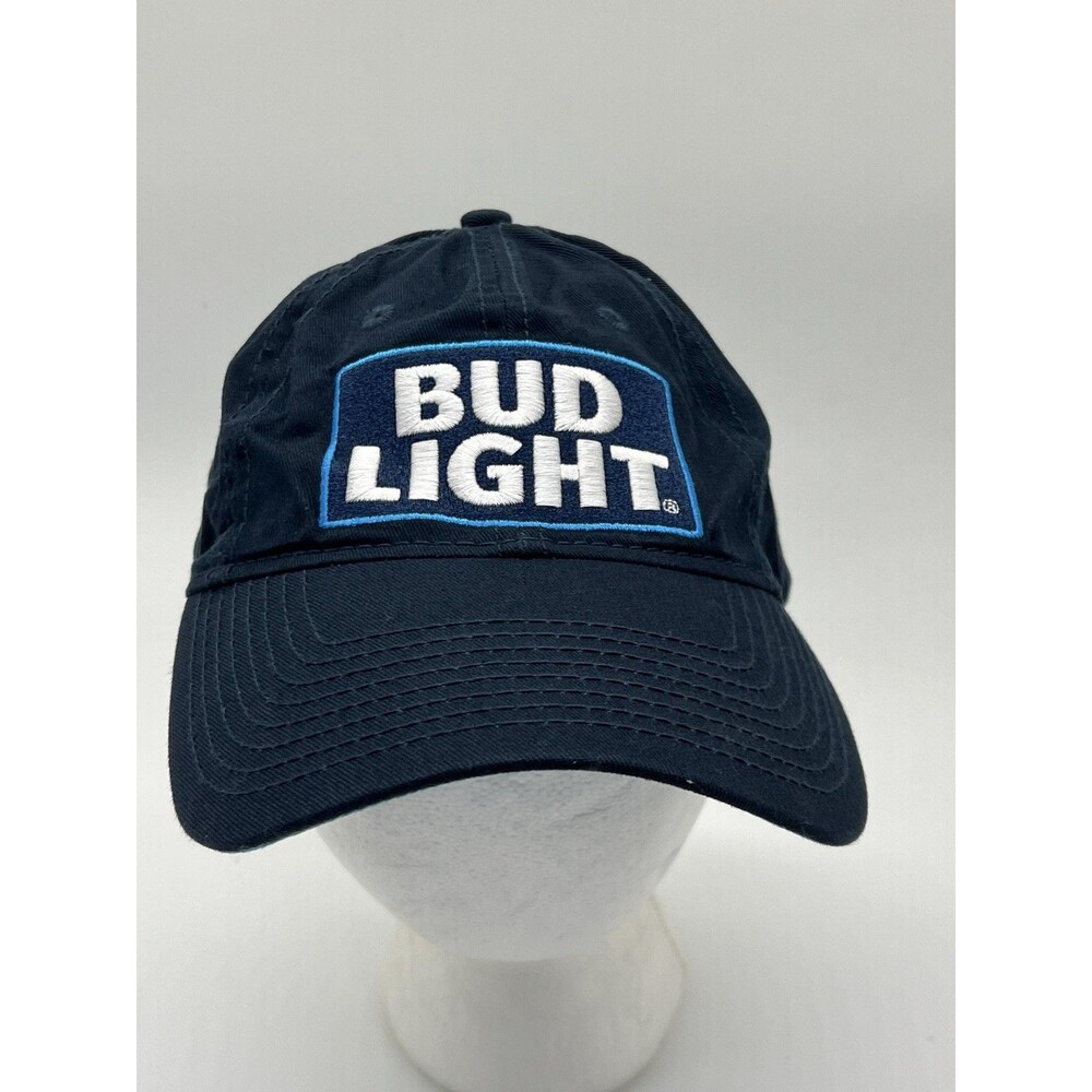 Bud Light Hat Cap Strap Back One Size Blue Beer Logo H3 Headwear Mens Casual